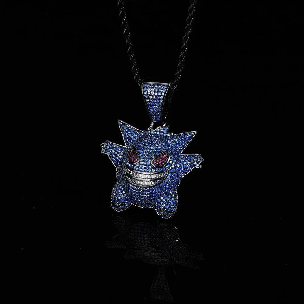 Petite Ghost Pendant Necklace with Micro-Pave Zircon and Gold Plating for Men | Caratix Jewelry - CaratixJewelry