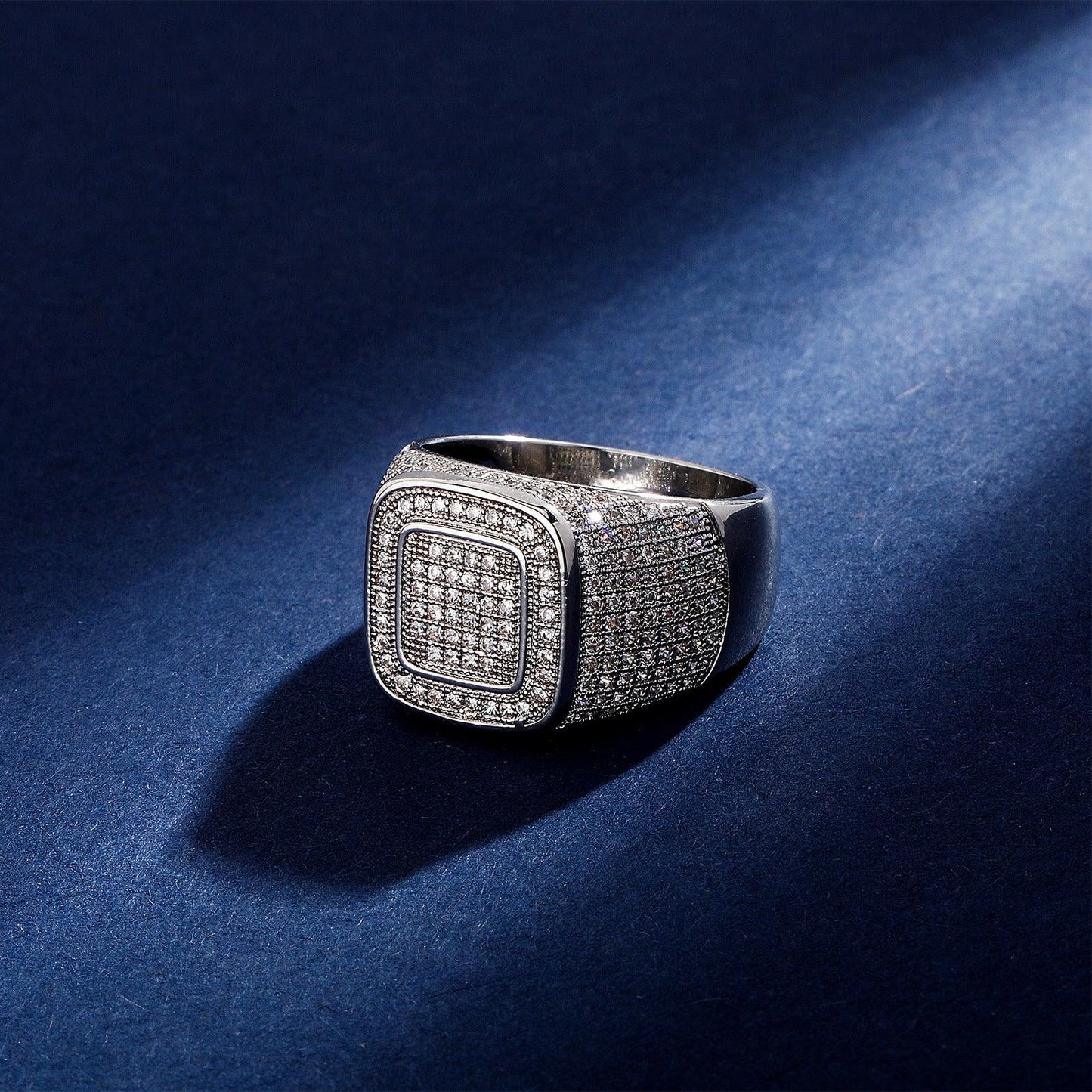 Men's Iced Out Wrench Motif Ring | Quadrangle Pave Zirconia Band | Caratix