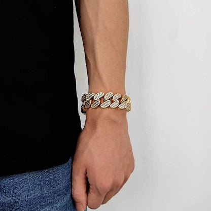 20mm Iced Out Cuban Bracelet Mixed Zircon Rapper Style - CaratixJewelry