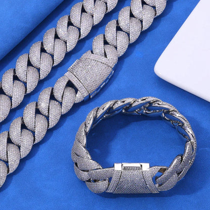 Wholesale 24mm Iced-Out Cuban Chain Necklace with Zircon Stones - CaratixJewelry