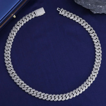 12mm Moissanite Cuban Link Chain for Men – S925 Sterling Silver Luxury Hip Hop Necklace - CaratixJewelry