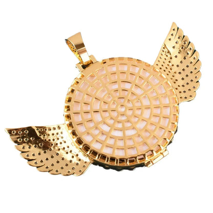Wing Flip-Open Photo Pendant | CZ Iced Out DIY Custom Picture Hip Hop Necklace - CaratixJewelry