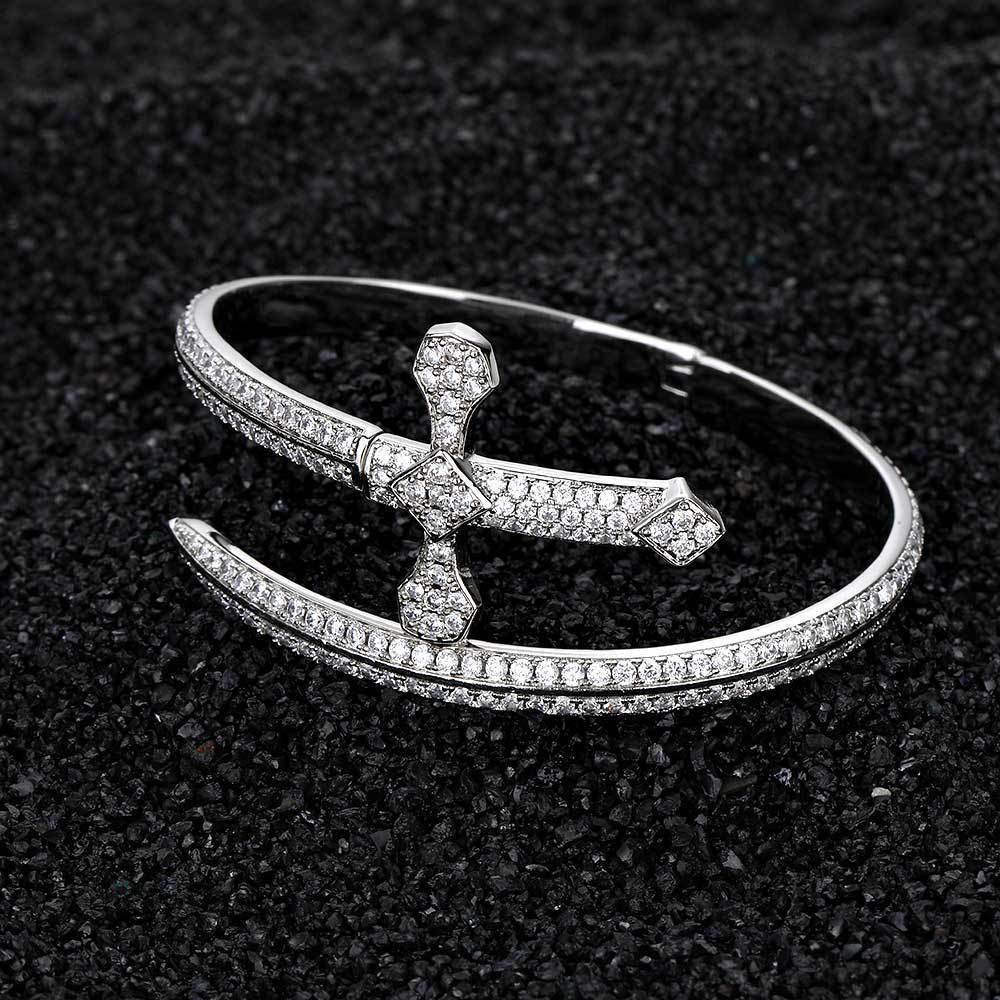 Justice Sword Cross Bracelet with Zircon Stones for Men | High-End Hip Hop Jewelry | Caratix Jewelry - CaratixJewelry