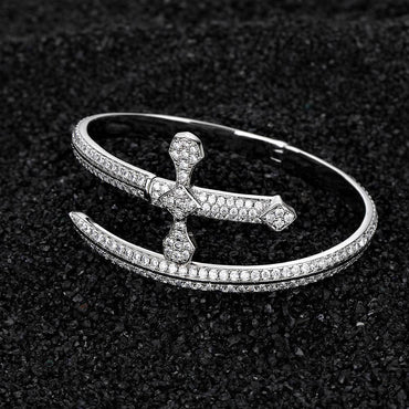 Justice Sword Cross Bracelet with Zircon Stones for Men | High-End Hip Hop Jewelry | Caratix Jewelry - CaratixJewelry