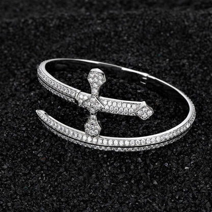 Justice Sword Cross Bracelet with Zircon Stones for Men | High-End Hip Hop Jewelry | Caratix Jewelry - CaratixJewelry