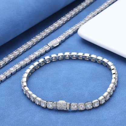 Custom 5mm S925 Silver Baguette Bracelet | Pro Flip-Clasp Bling Jewelry | Caratix - CaratixJewelry