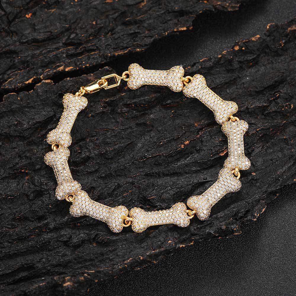 New 10mm Bone Pendant Necklace with Full Zircon Stones for Men & Women | Caratix Jewelry - CaratixJewelry