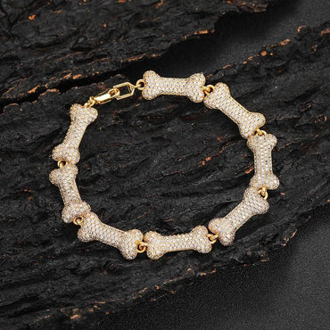 New 10mm Bone Pendant Necklace with Full Zircon Stones for Men & Women | Caratix Jewelry - CaratixJewelry