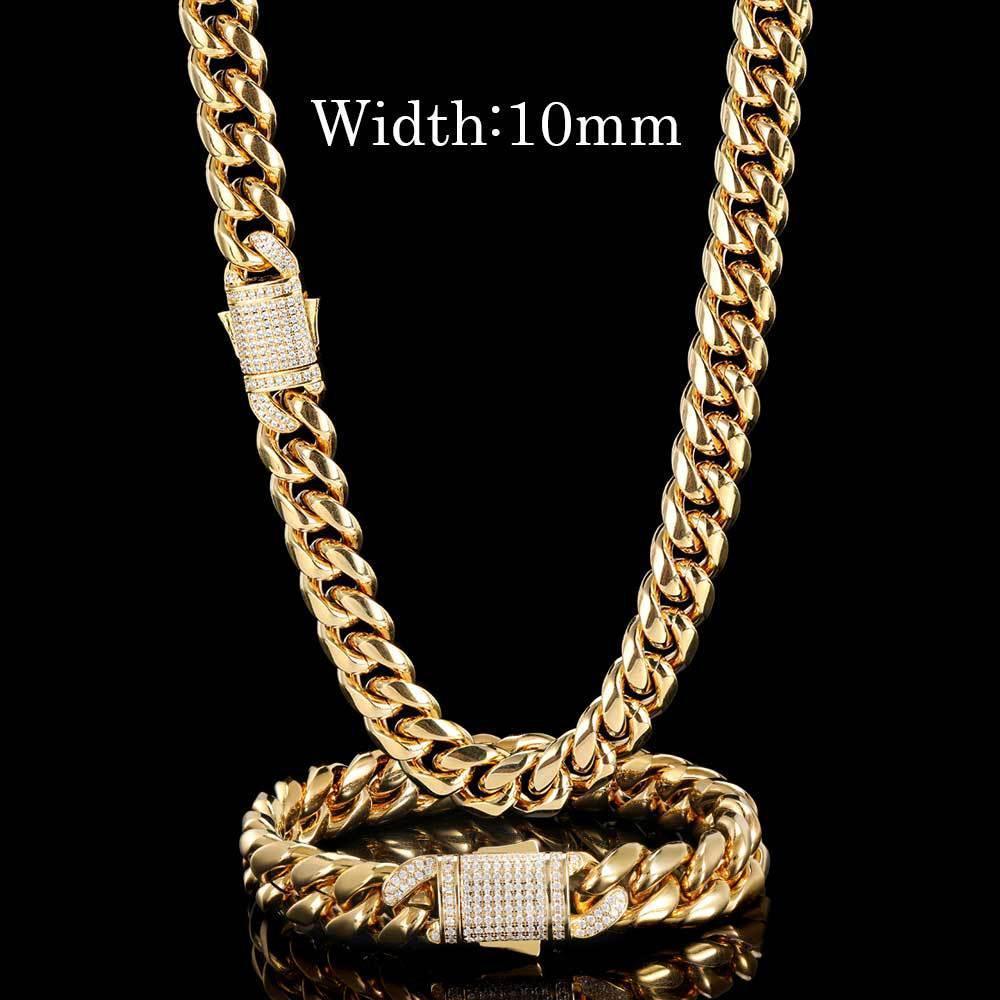 Custom Stainless Steel Cuban Chain Necklace with Zircon Stones & Spring Clasp for Men | Caratix Jewelry - CaratixJewelry