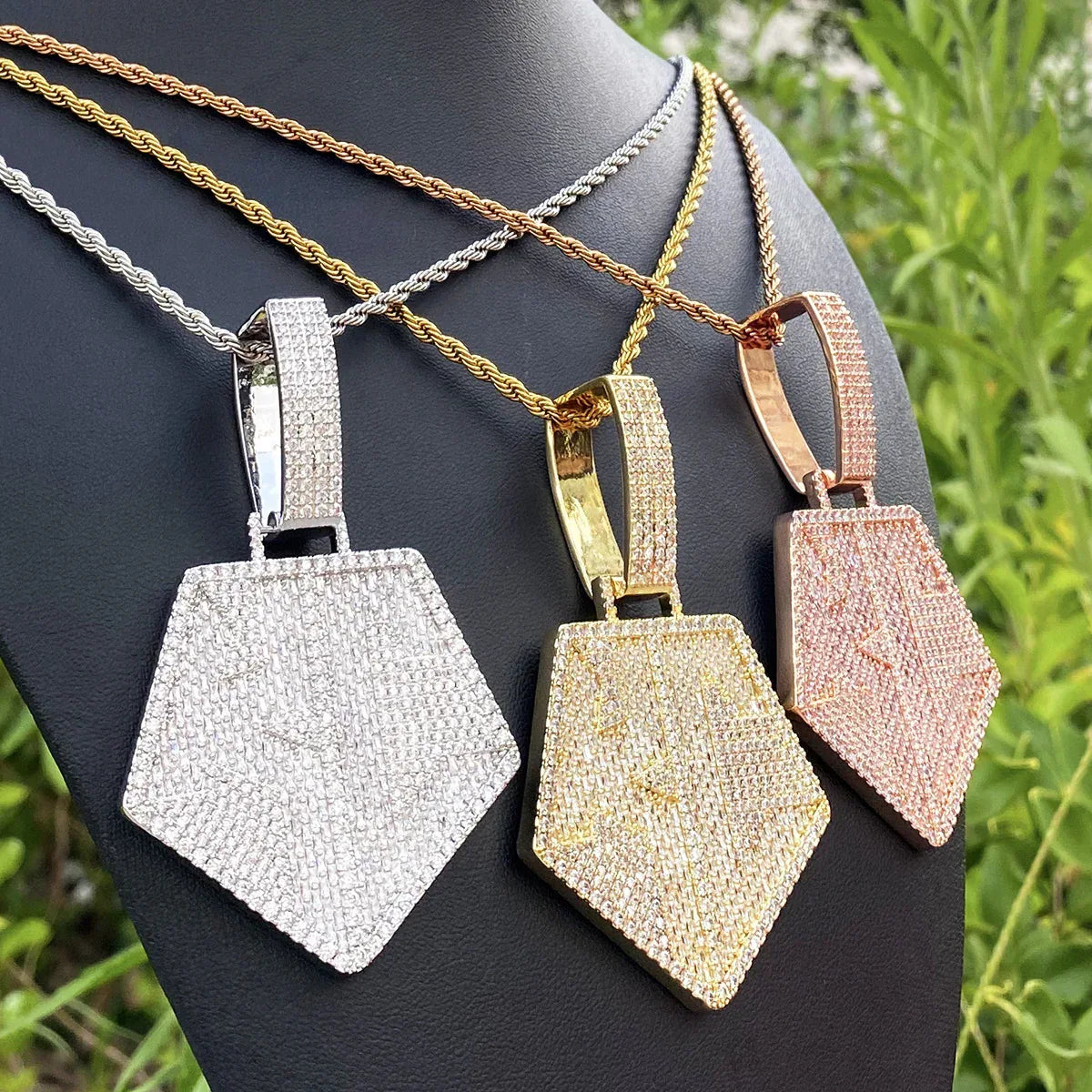 Iced Out "KC" Letters Pendant | Men's Initial / Kansas City Necklace - CaratixJewelry
