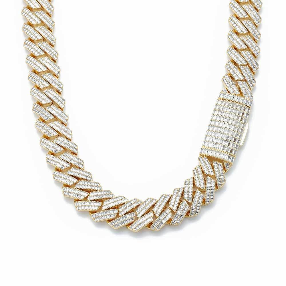 20mm Double-Row T-Bar Moissanite Cuban Link Chain for Men – S925 Sterling Silver Luxury Hip Hop Necklace - CaratixJewelry