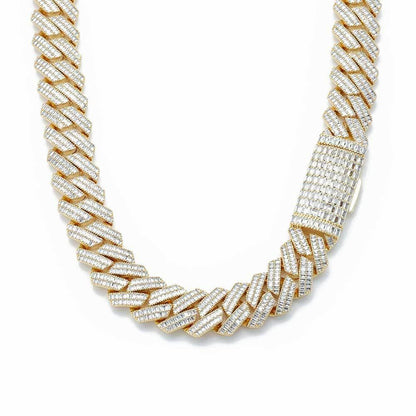 20mm Double-Row T-Bar Moissanite Cuban Link Chain for Men – S925 Sterling Silver Luxury Hip Hop Necklace - CaratixJewelry