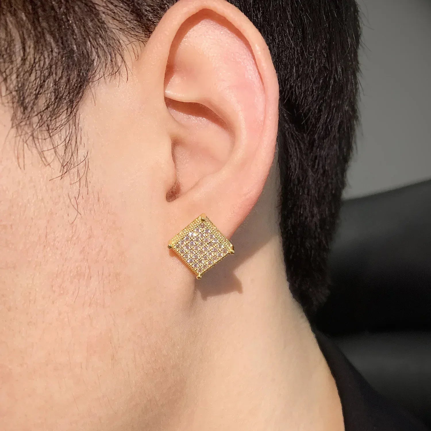 Octagon Iced Out Stud Earrings with Zircon | Simple & Trendy Hip Hop Jewelry | Caratix Jewelry - CaratixJewelry