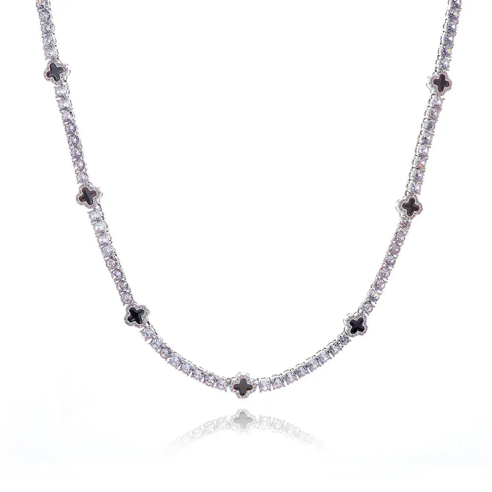 Enamel Moissanite Tennis Chain Necklace – S925 Sterling Silver Luxury Hip Hop Jewelry - CaratixJewelry