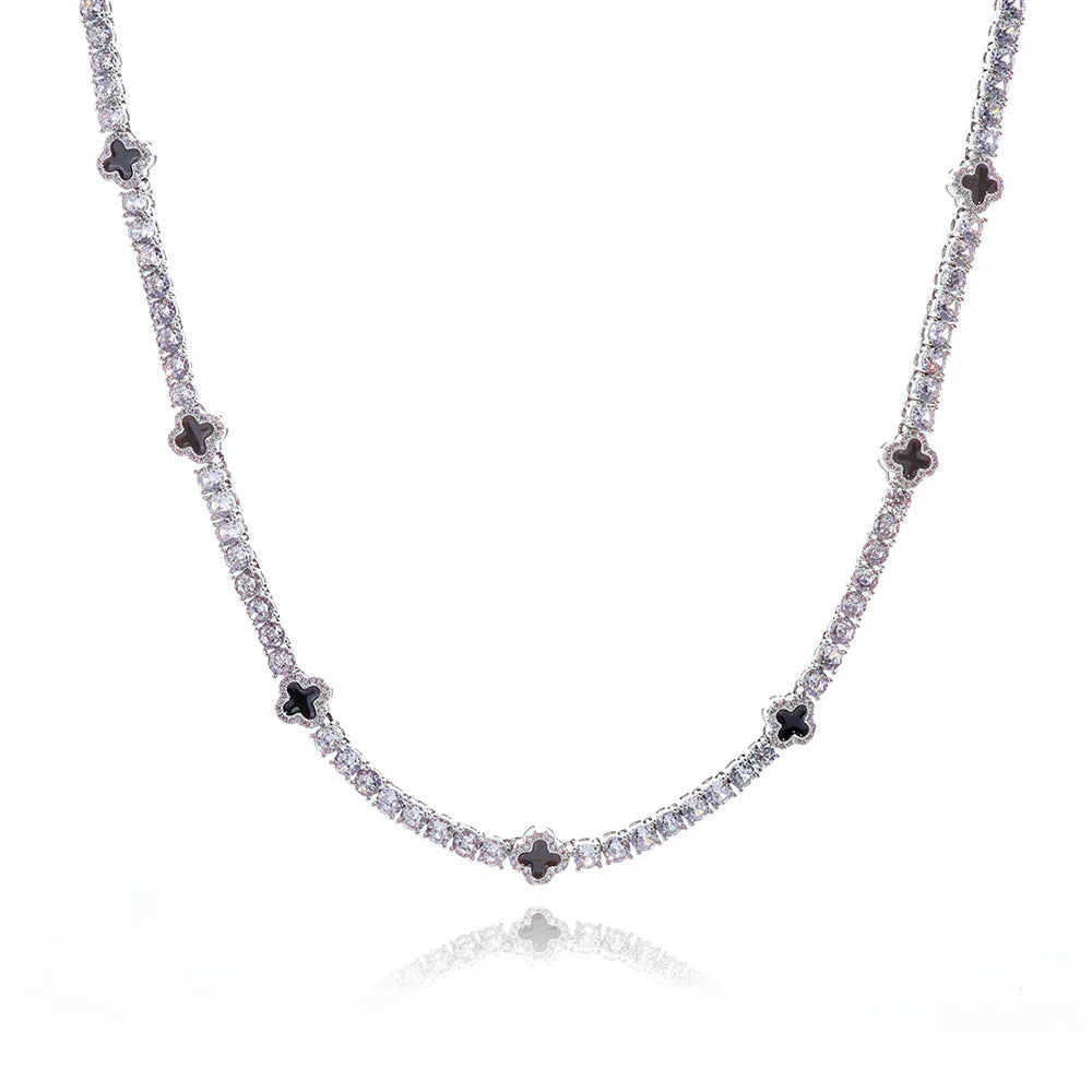 4mm Clover-Shaped Tennis Chain Necklace with Zircon Hip Hop Jewelry for Men | Caratix Jewelry - CaratixJewelry