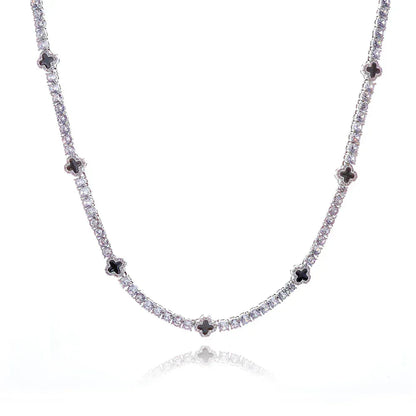 4mm Clover-Shaped Tennis Chain Necklace with Zircon Hip Hop Jewelry for Men | Caratix Jewelry - CaratixJewelry
