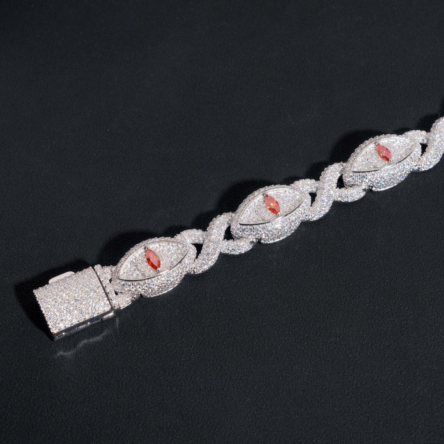 13mm Moissanite Eye Cuban Link Bracelet with Figure-8 Clasp – S925 Sterling Silver Iced-Out Hip Hop Men’s Streetwear Jewelry - CaratixJewelry