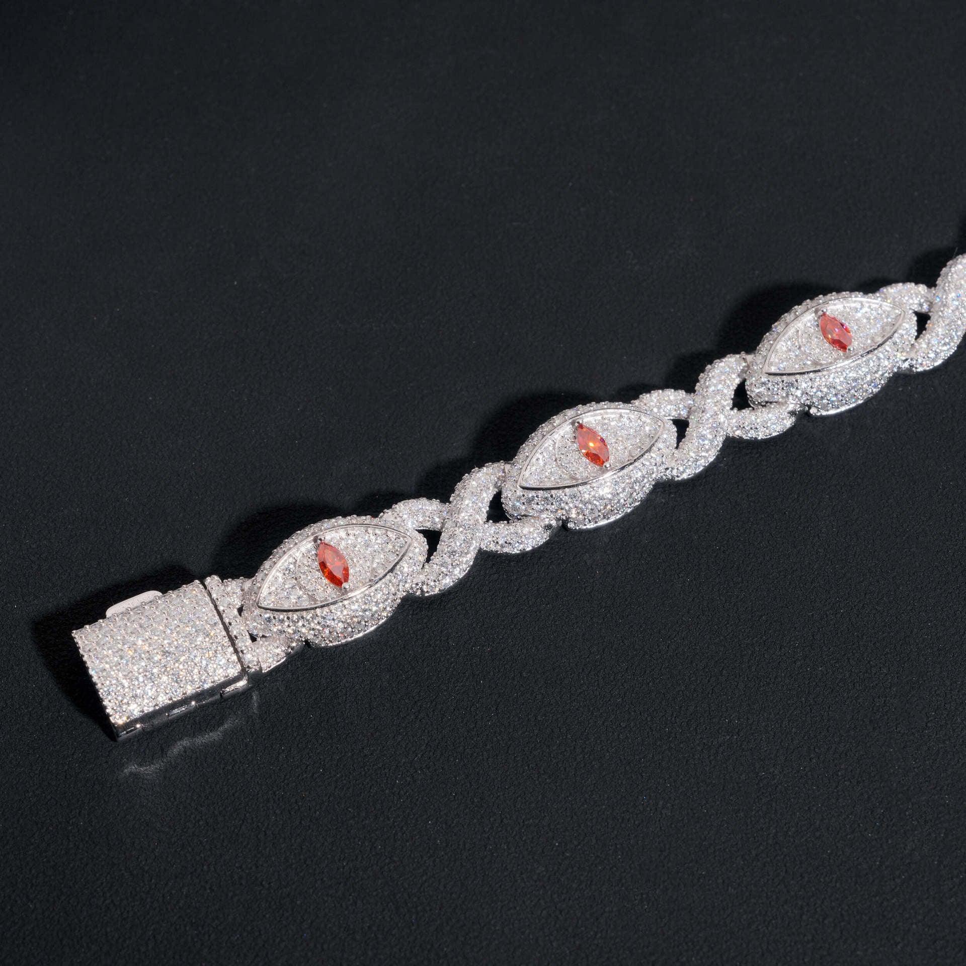 13mm Moissanite Eye Cuban Link Bracelet with Figure-8 Clasp – S925 Sterling Silver Iced-Out Hip Hop Men’s Streetwear Jewelry - CaratixJewelry