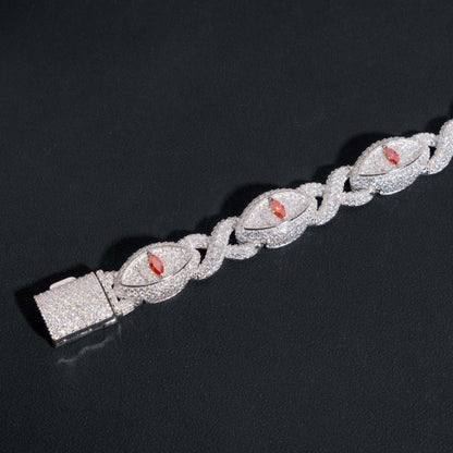 13mm Moissanite Eye Cuban Link Bracelet with Figure-8 Clasp – S925 Sterling Silver Iced-Out Hip Hop Men’s Streetwear Jewelry - CaratixJewelry