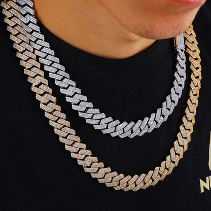 16mm 3-Row Full Zircon Iced Out Cuban Chain Necklace - CaratixJewelry