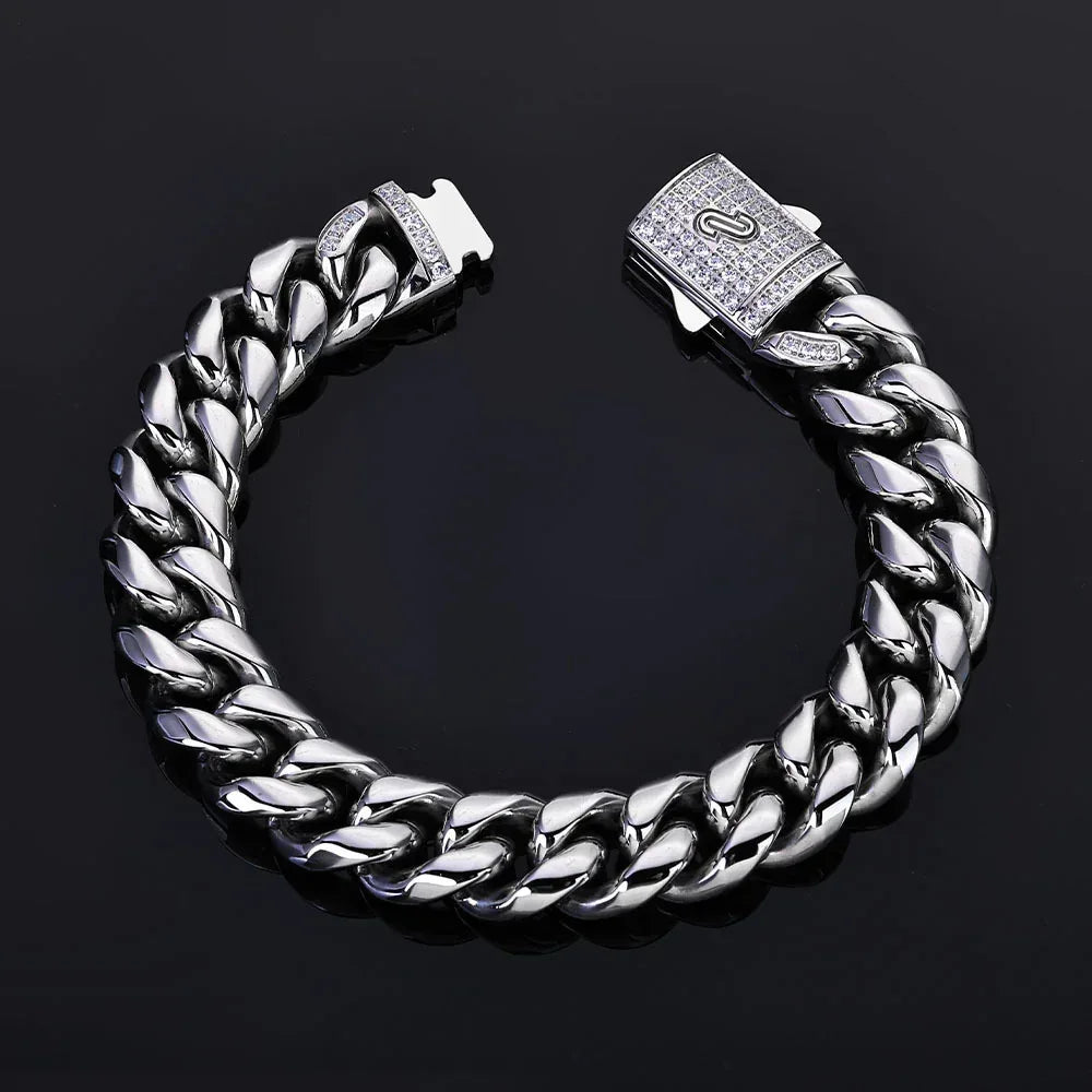 Custom Stainless Steel Round-Polished Cuban Bracelet Caratix - CaratixJewelry