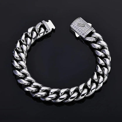 Custom Stainless Steel Round-Polished Cuban Necklace | Clasp Hip Hop Bling | Caratix - CaratixJewelry