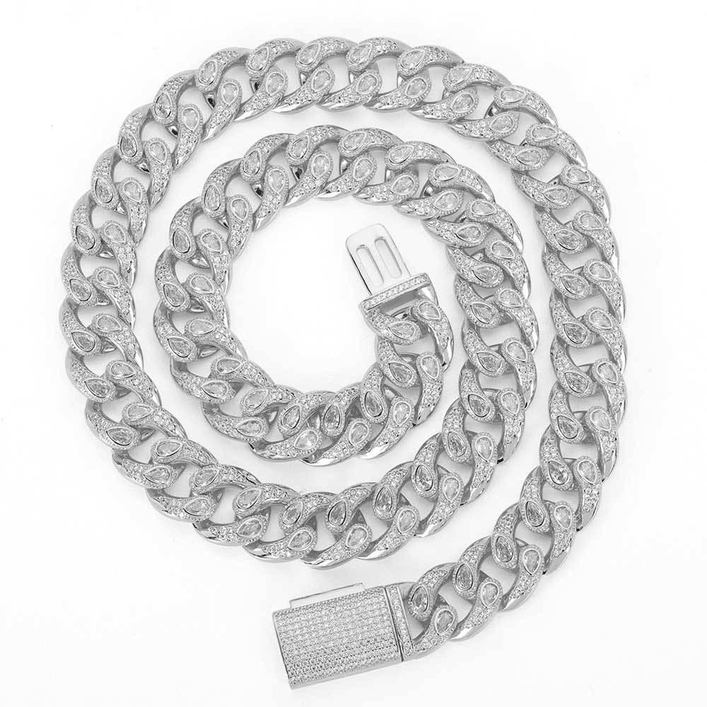 16mm Eyeglass Link Cuban Chain Necklace Zircon - CaratixJewelry