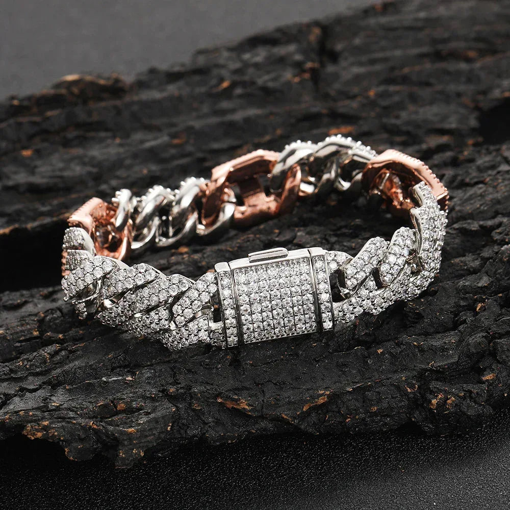 Custom 15mm Mariner Rhombus Cuban Bracelet Iced Out Jewelry | Caratix - CaratixJewelry