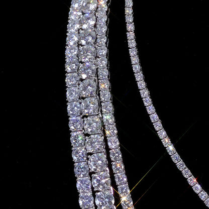 Moissanite Tennis Chain Necklace – S925 Sterling Silver Luxury Hip Hop Jewelry for Men & Women - CaratixJewelry