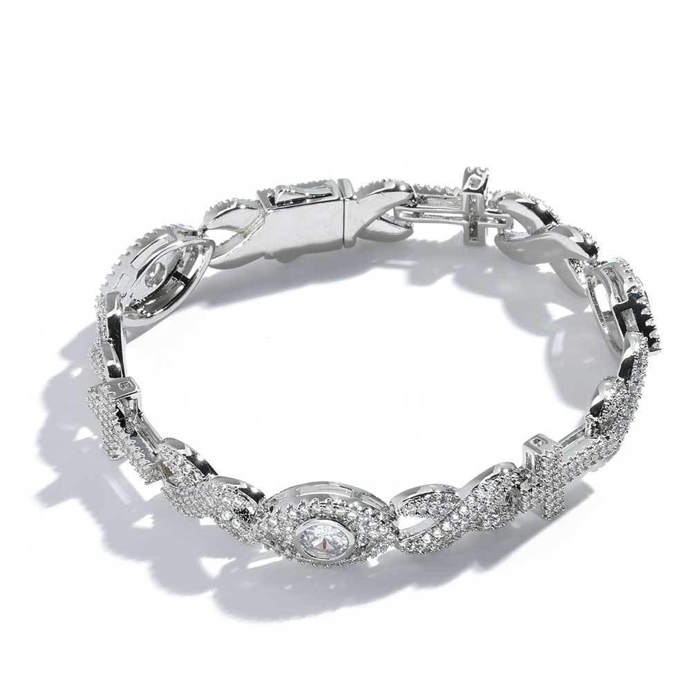 Iced Out Eye Cross Figure 8 Bracelet Zircon Hip Hop Jewelry for Men | Caratix Jewelry - CaratixJewelry