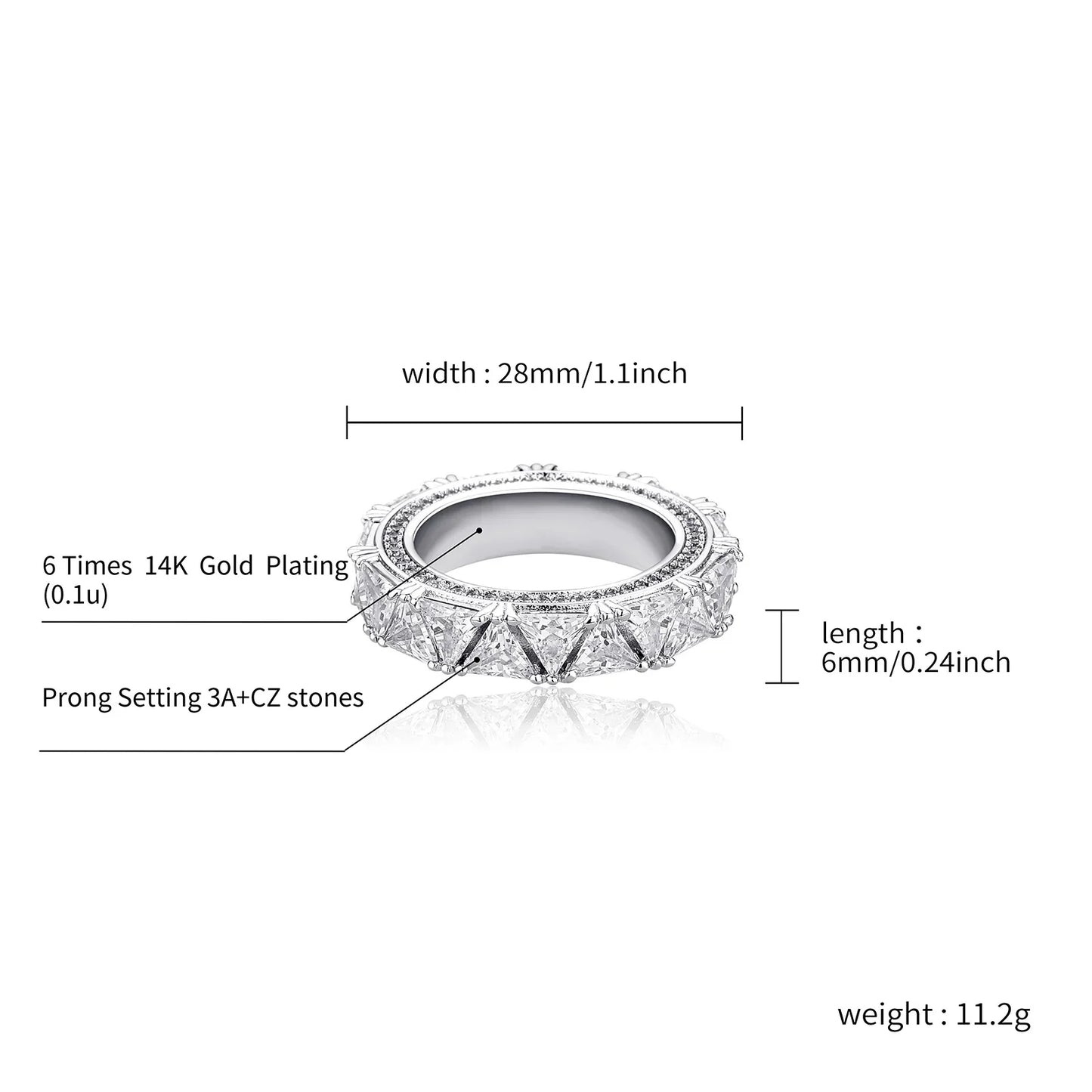 Men's Iced Out Triangle Motif Ring | Trillion Cut Zirconia Band | Caratix