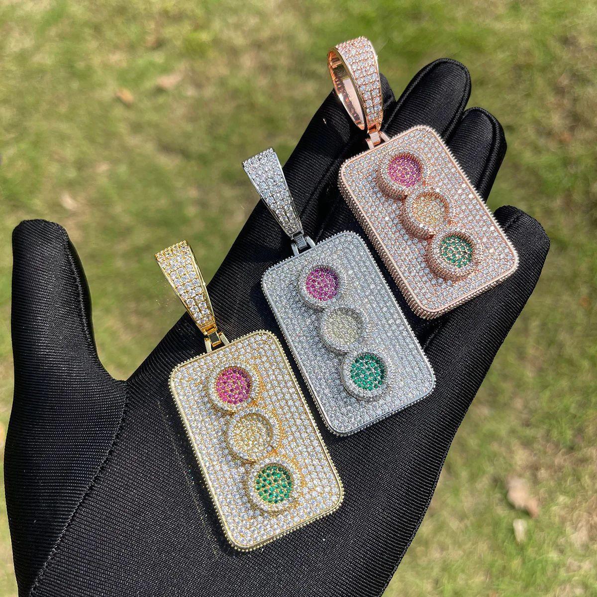 Men's "Always On Go" Necklace | Multi-Color CZ Street Light Jewelry Caratix - CaratixJewelry