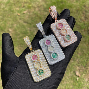 Men's "Always On Go" Necklace | Multi-Color CZ Street Light Jewelry Caratix - CaratixJewelry