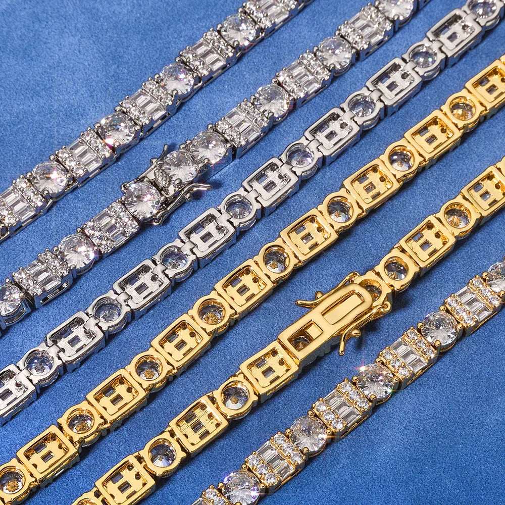 Custom 6.5mm Square & Round Mixed Tennis Chain | High-End Hip Hop Bling | Caratix - CaratixJewelry