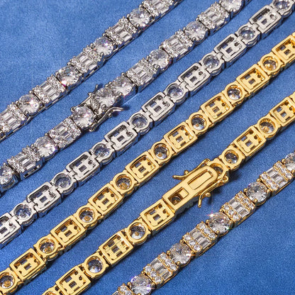 Custom 6.5mm Square & Round Mixed Tennis Chain | High-End Hip Hop Bling | Caratix - CaratixJewelry
