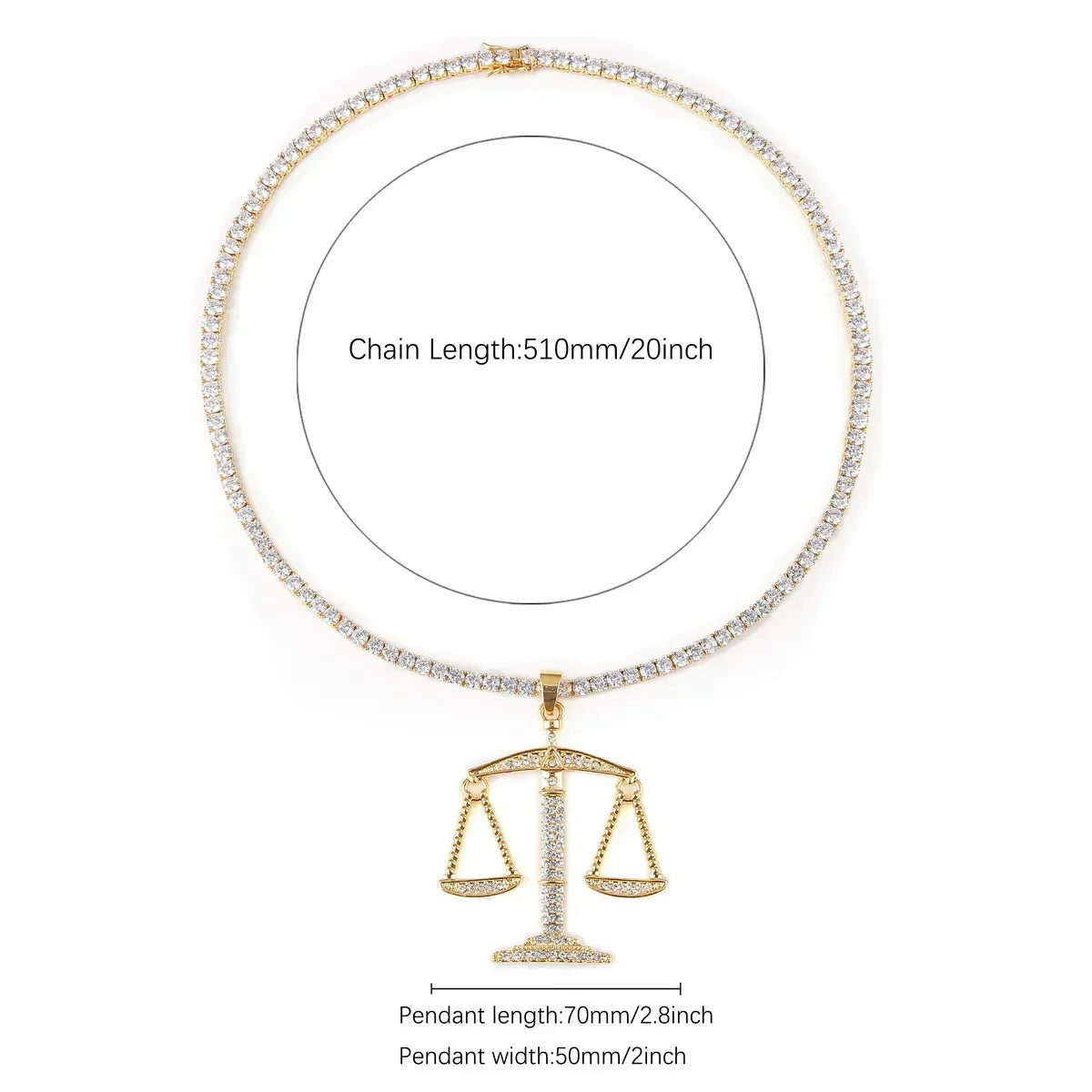 Men's Scales of Justice Necklace | Premium Copper CZ Libra Jewelry Caratix - CaratixJewelry