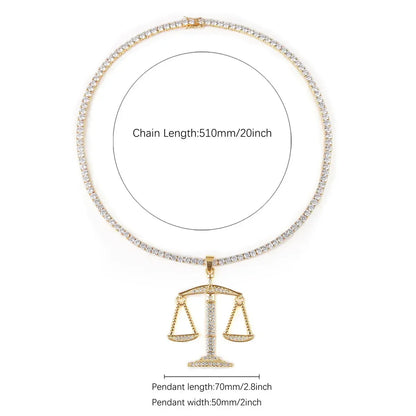 Men's Scales of Justice Necklace | Premium Copper CZ Libra Jewelry Caratix - CaratixJewelry