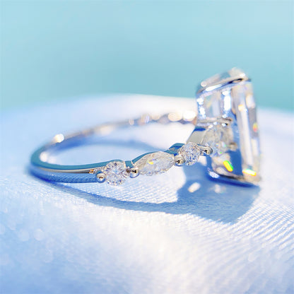 2026 Summer New S925 Silver 4ct Princess Cut Moissanite Ring | 4 Carat Square D VVS1 | Caratix