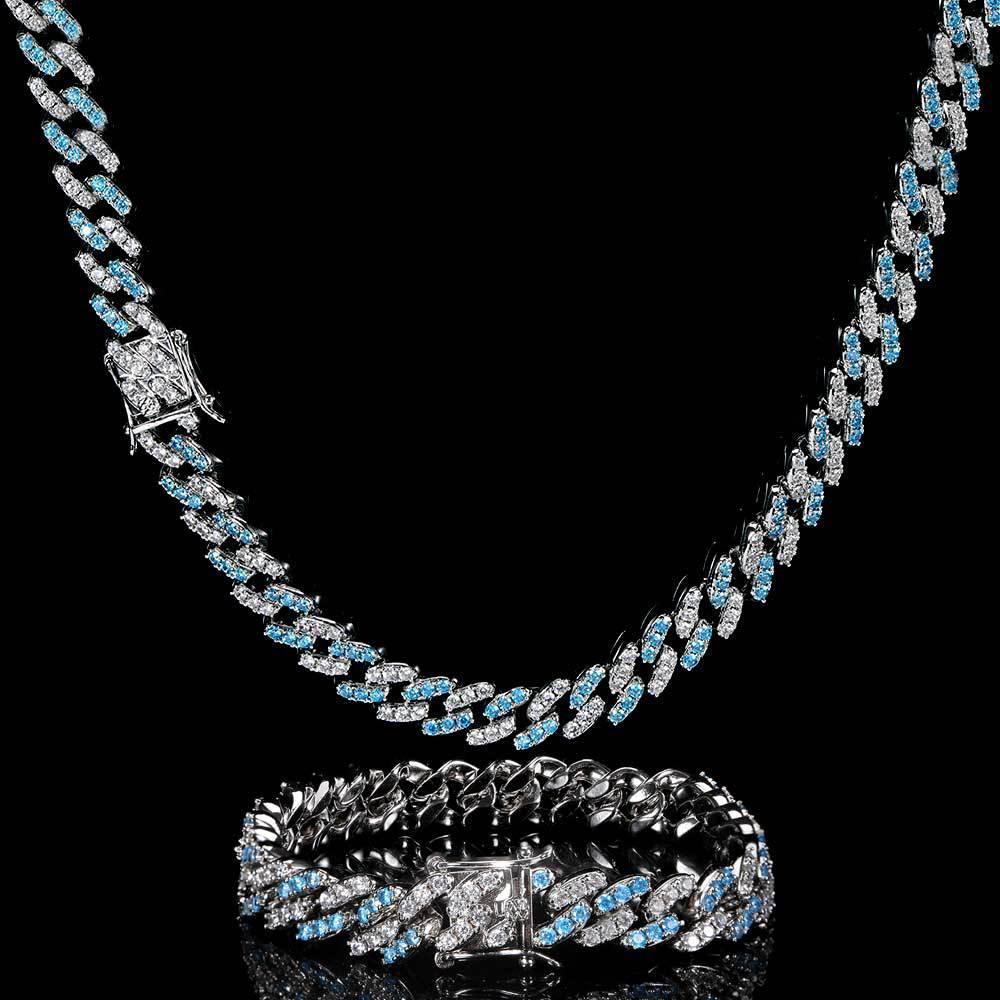 9mm Single Row Cuban Chain Necklace Zircon - CaratixJewelry