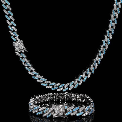9mm Single Row Cuban Chain Necklace Zircon - CaratixJewelry