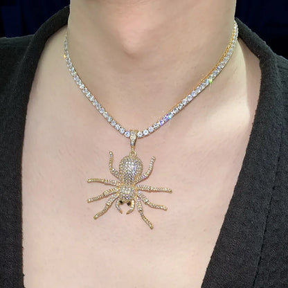 Iced Out Spider Pendant Necklace | CZ Hip Hop Unisex Streetwear Jewelry - CaratixJewelry
