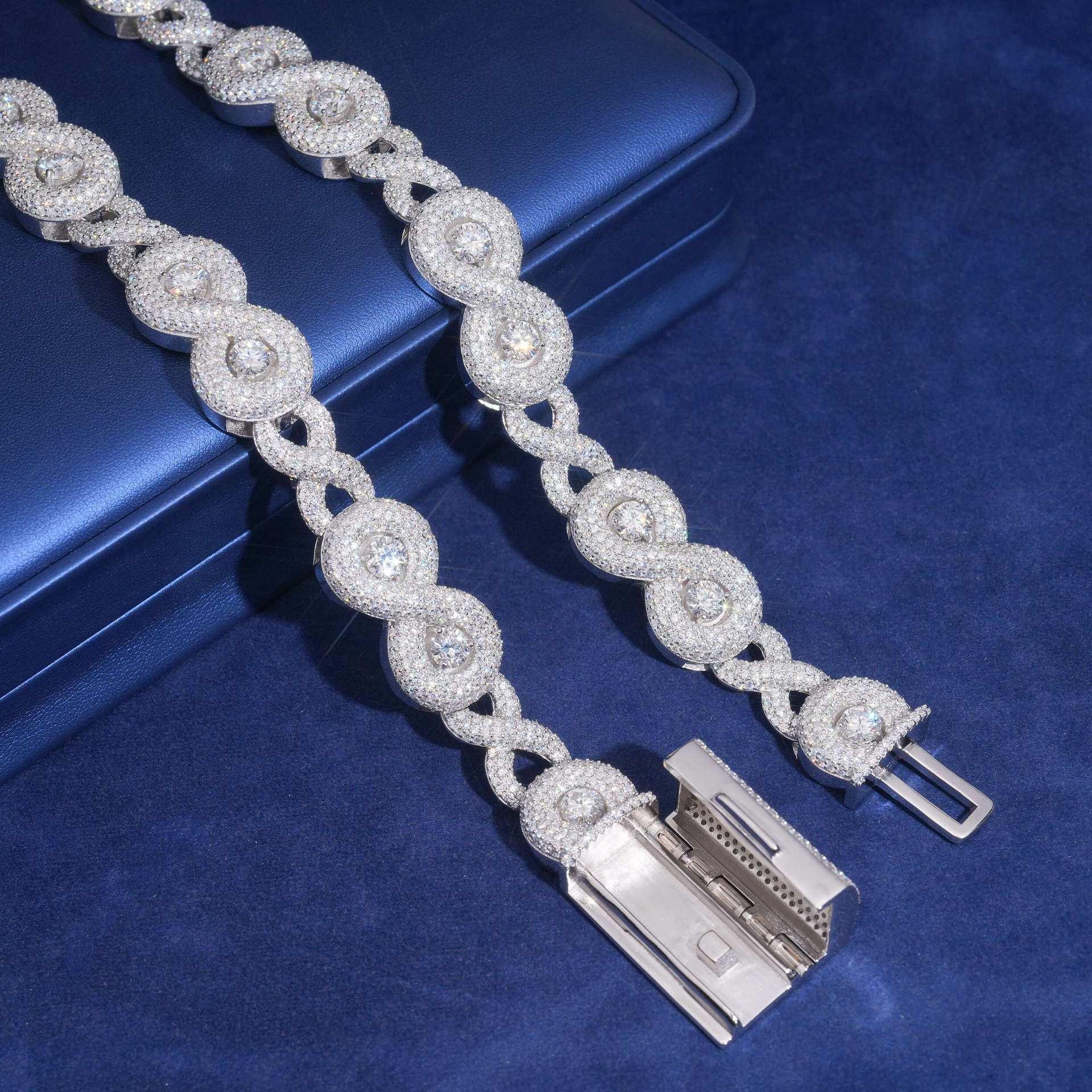 17mm Moissanite “88” Pendant Cuban Link | S925 Silver Men’s Hip Hop Chain - CaratixJewelry