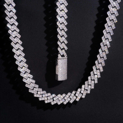 13mm Moissanite Cuban Link Necklace | S925 Silver Men’s Iced Out Hip Hop Chain - CaratixJewelry