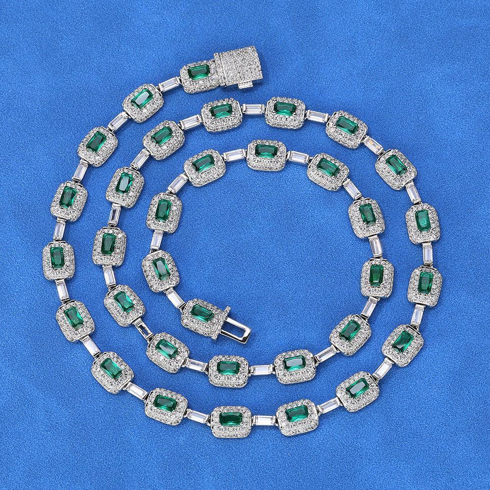 Moissanite Colorful Gemstone Necklace – S925 Sterling Silver Custom Luxury Hip Hop Jewelry - CaratixJewelry