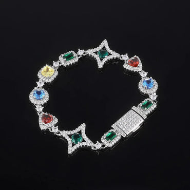 Colorful Gemstone Zircon Bracelet Luxury Hip Hop Jewelry for Men & Women | Caratix Jewelry - CaratixJewelry
