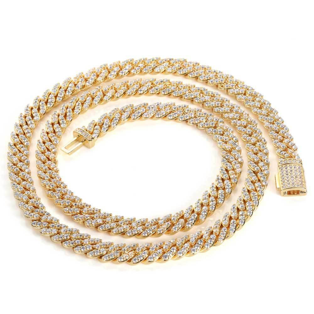 8mm Single Row Cuban Chain Necklace with Full Zircon Stones for Men | Caratix Jewelry - CaratixJewelry
