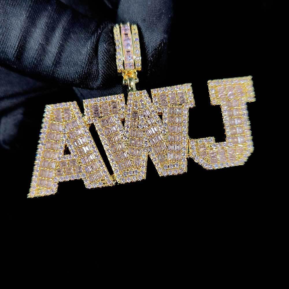 T-Shaped Zircon Letter Pendant Necklace with Gold Plating for Men | Caratix Jewelry - CaratixJewelry
