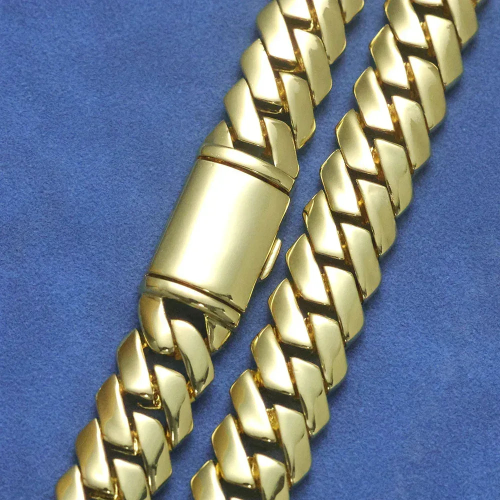 Custom 12mm Plain Rhombus Cuban Link Rapper Chain for Men | Caratix - CaratixJewelry