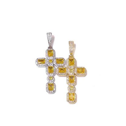 Iced Sugar Cut Cross Pendant Necklace Zircon for Men | Caratix Jewelry - CaratixJewelry