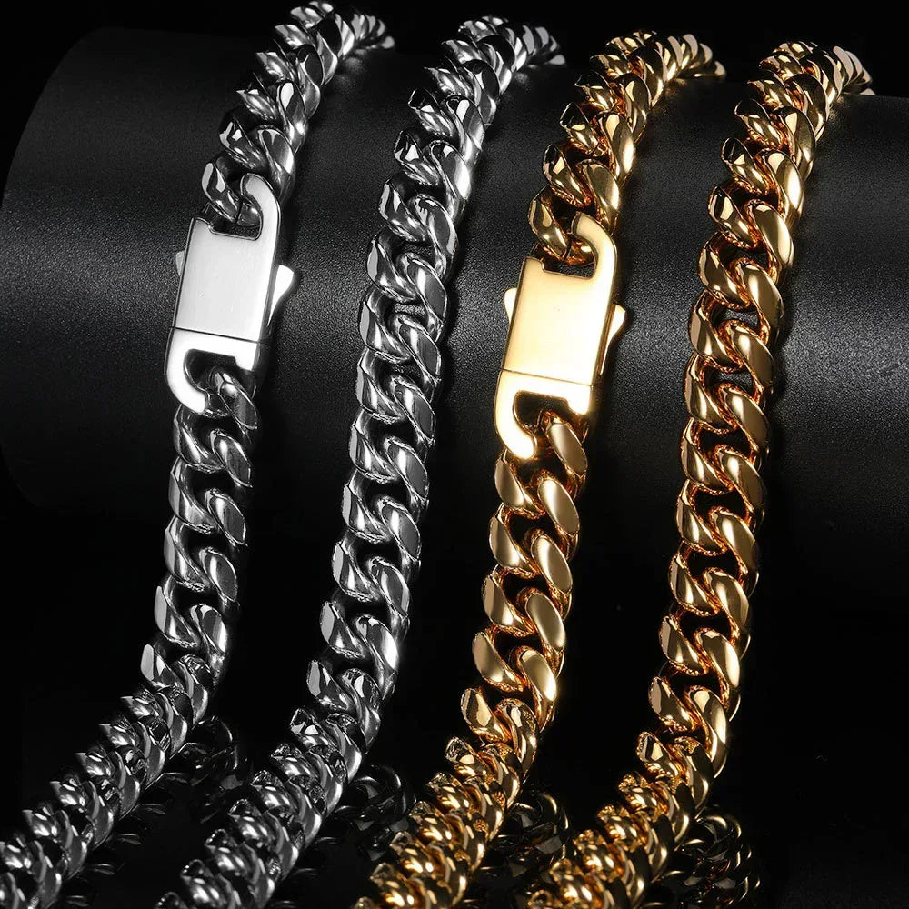 Miami Cuban Chain Necklace Stainless Steel Titanium Hip Hop Jewelry for Men | Caratix Jewelry - CaratixJewelry